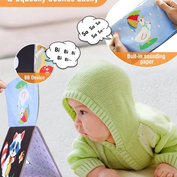NEW Tummy Time Mirror Toys with High Contrast Soft Book - Picture 7 of 10